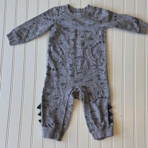 Gray Dinosaur Print Kids One Piece
